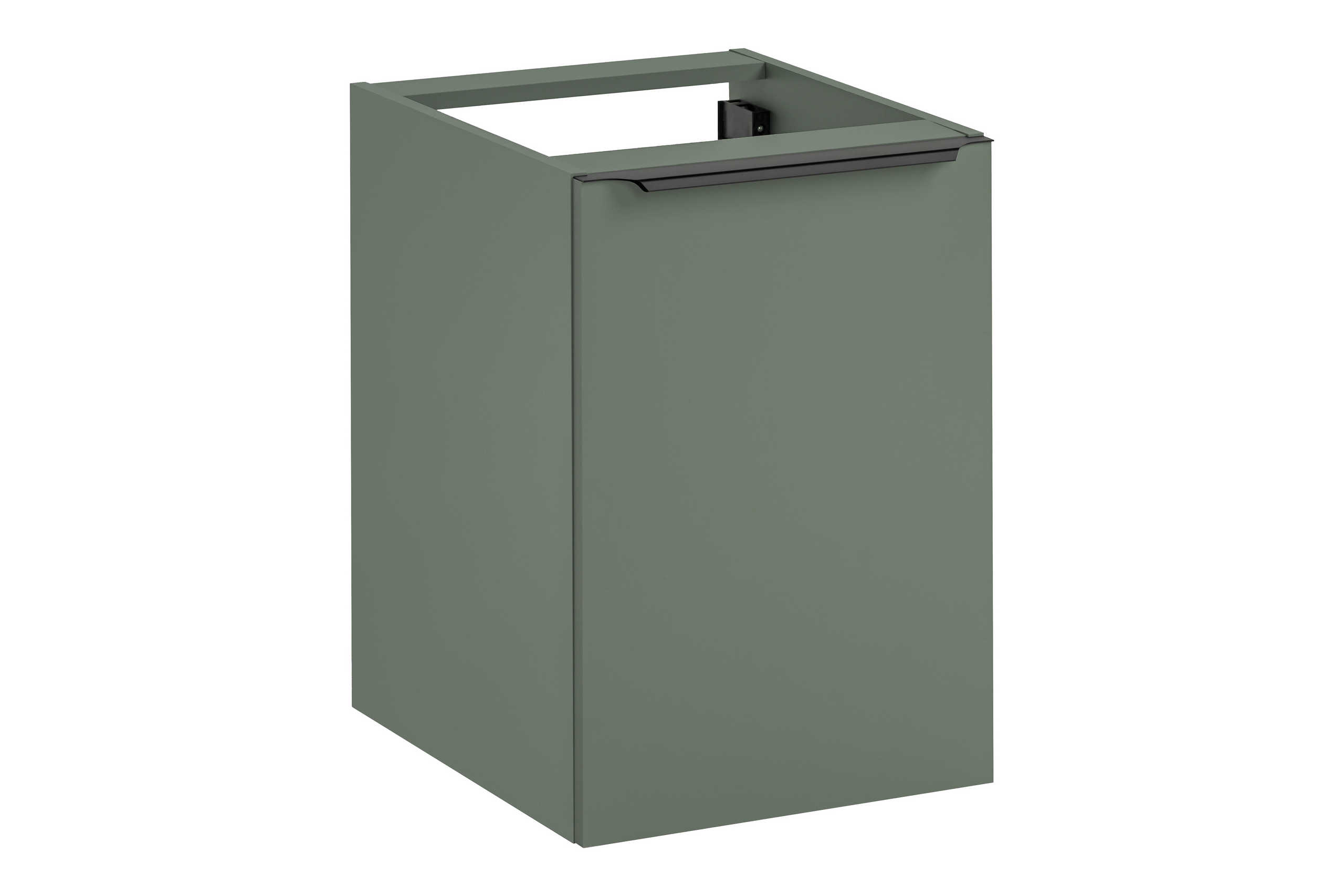 SOMBRA GREEN fürdőszoba bútor 120 cm-es fürdőszoba bútor szett munkalappal és szennyestartós szekrénnyel – SET-SOG B GREEN 120CM LB Munkalap alá építhető szekrény 40 cm, szennyestartó kosárral – SOMBRA GREEN 81-40-1DK